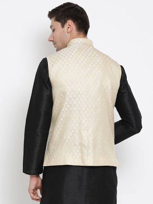 Vastramay Silk Blend Grey Baap Beta Sherwani Set